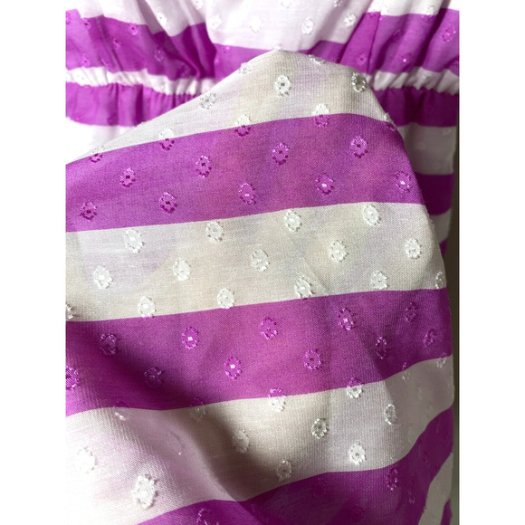 Lilly Pulitzer Danna Dress Purple White Striped Ruffle Straps Swiss Dot - Picture 4 of 8